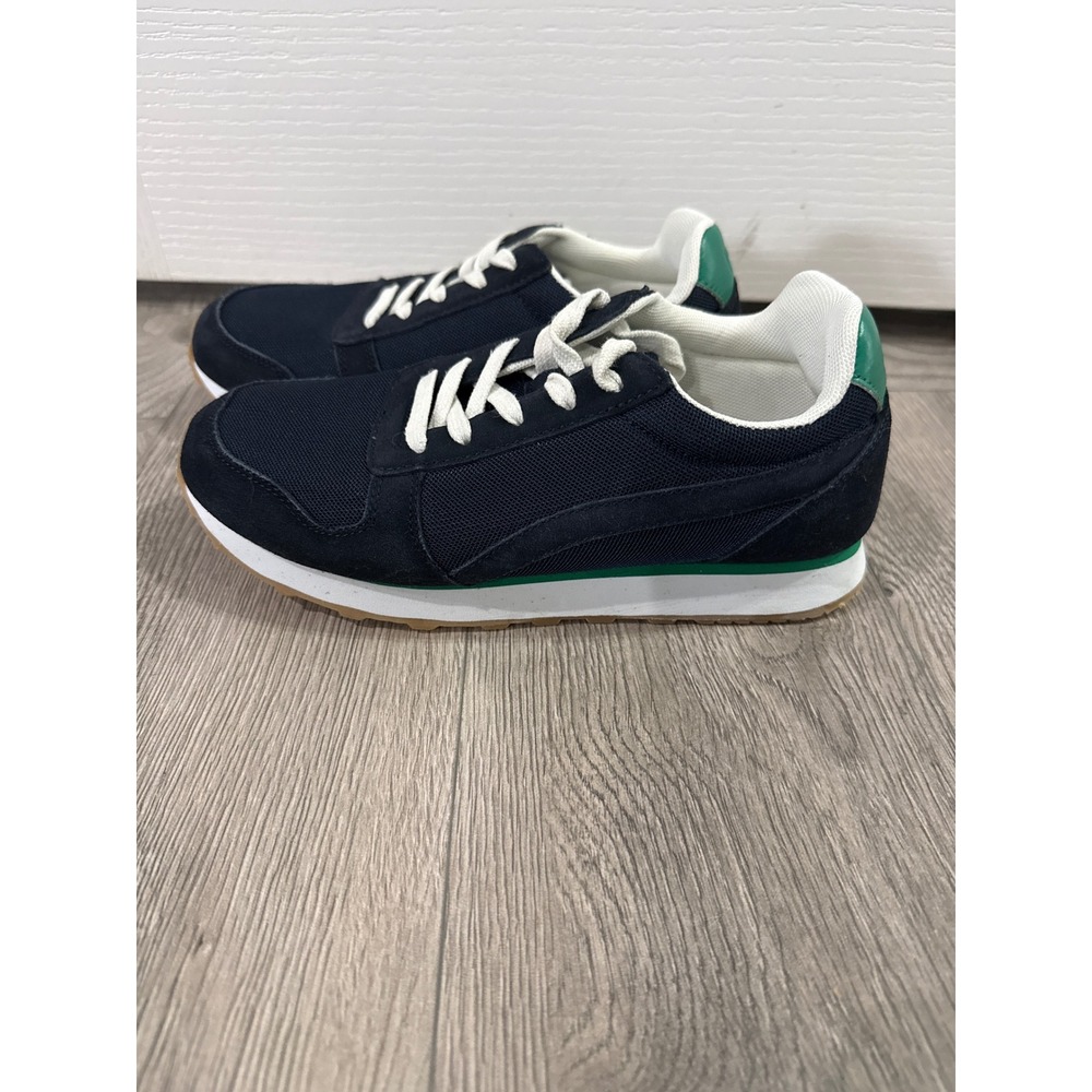 J.Crew Womens Navy Blue Suede Mesh Trainers Sneakers Green Accents‎ 7.5